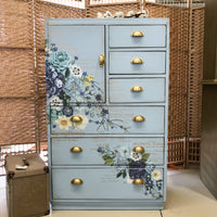 Toulouse Riot of Blues Tall Dresser | Paint Me Vintage