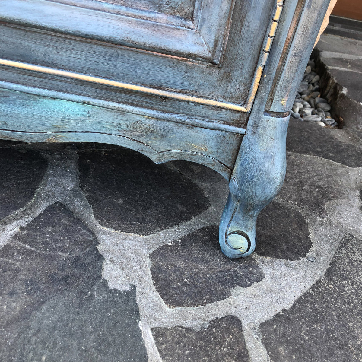 Layered Patina Sideboard with Obsidian Blue