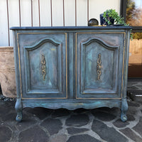 Layered Patina Sideboard with Obsidian Blue