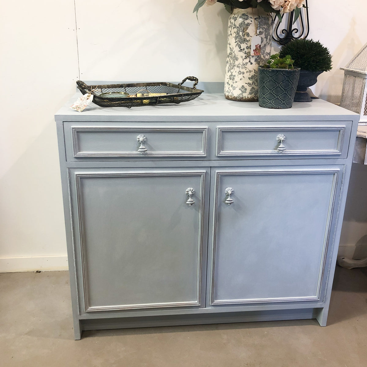 Bach Blue Whitewashed Sideboard