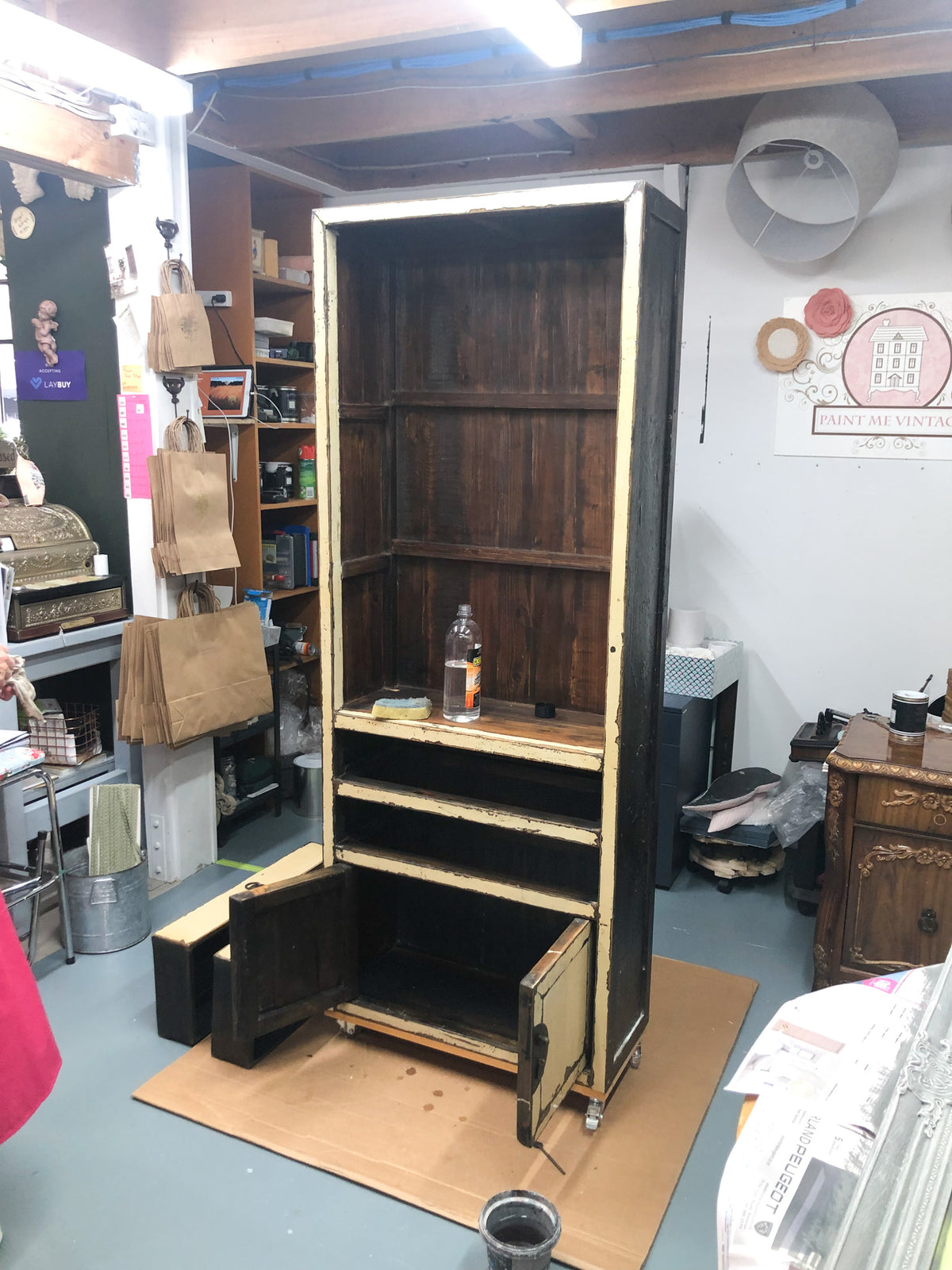 Old Espresso & Carbon Black Shelf Unit ex shop display