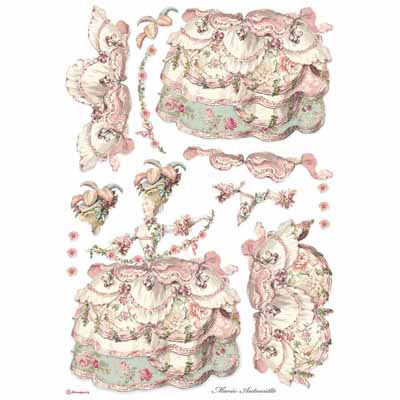 Lady Renaissance Pink Rice Paper for Decoupage A3