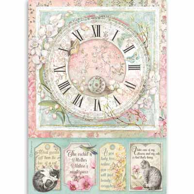 Clock Pets Paper for Decoupage A4